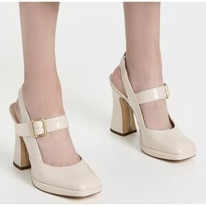 Sam Edelman Jildie Cream Mary Jane Slingback Heels 6.5 Block Heel